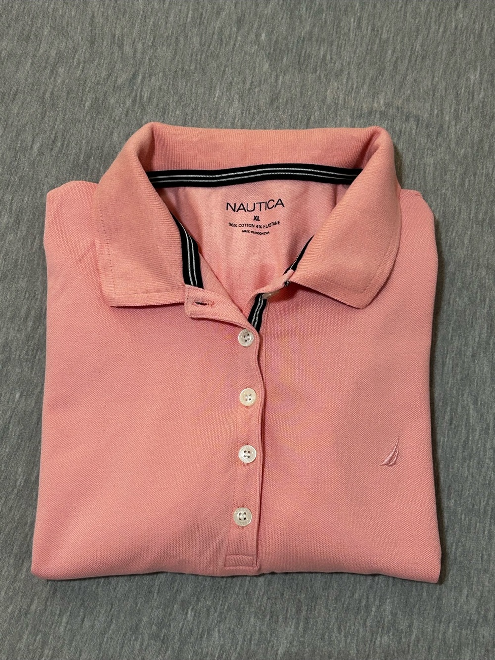 Nautica Women's Button-Down Polo in Light Pink